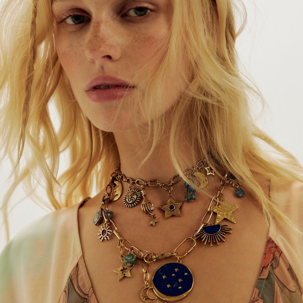 FREE PEOPLE
Gold and Blue Celestial Charm Necklace